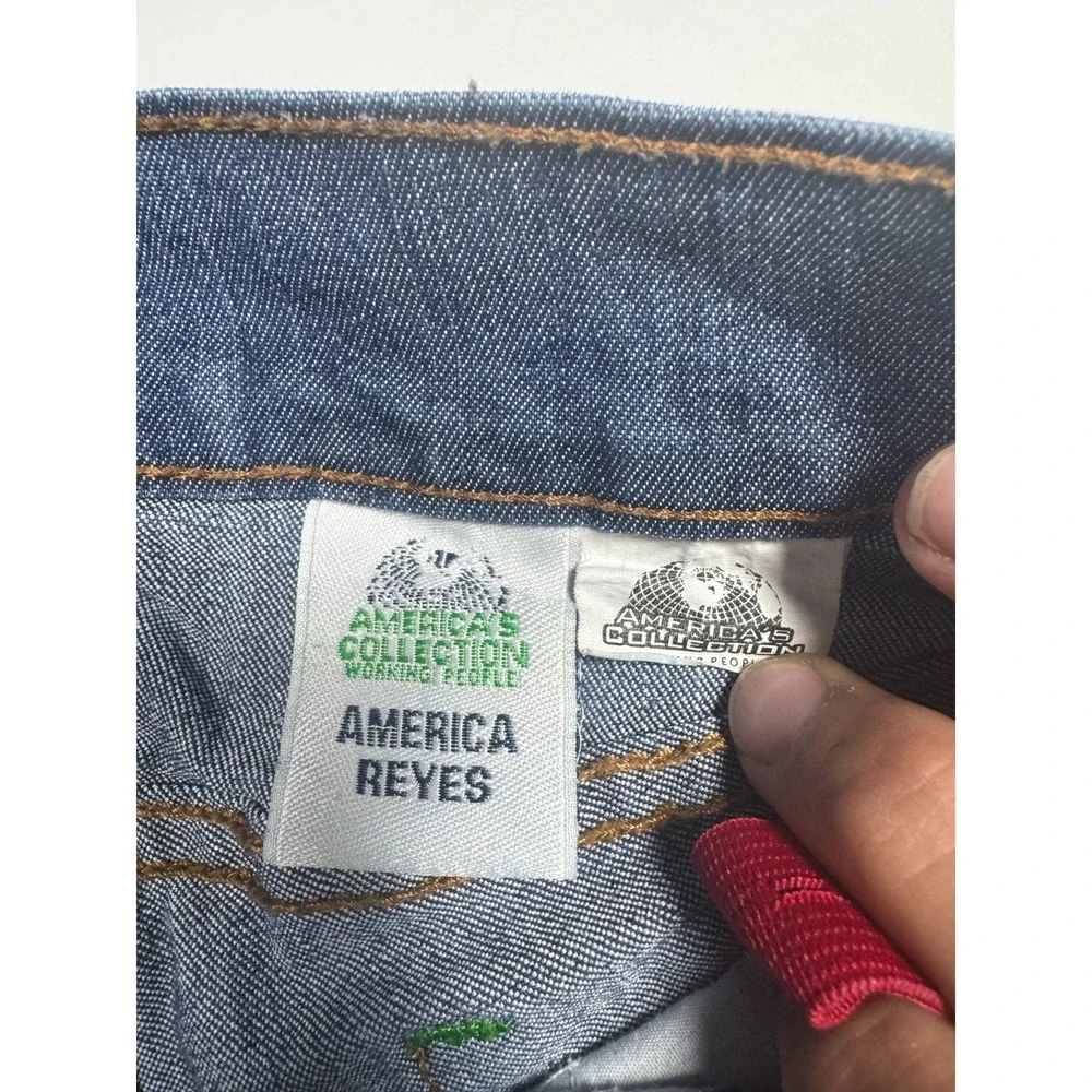 Meky Girl America Reyes Jeans Girls‎ 4 Blue Denim Cotton Embroidered Butterfly